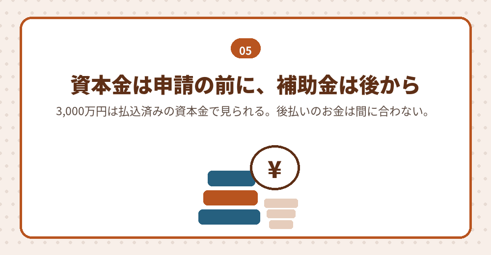 資本金の基準と補助金の時間差