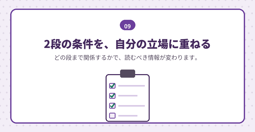 条件の整理は、立場の確認から始まります