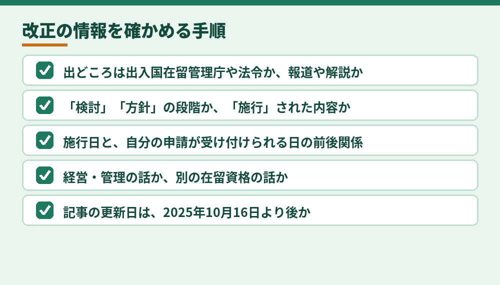 改正の情報に出会ったときの確かめ方