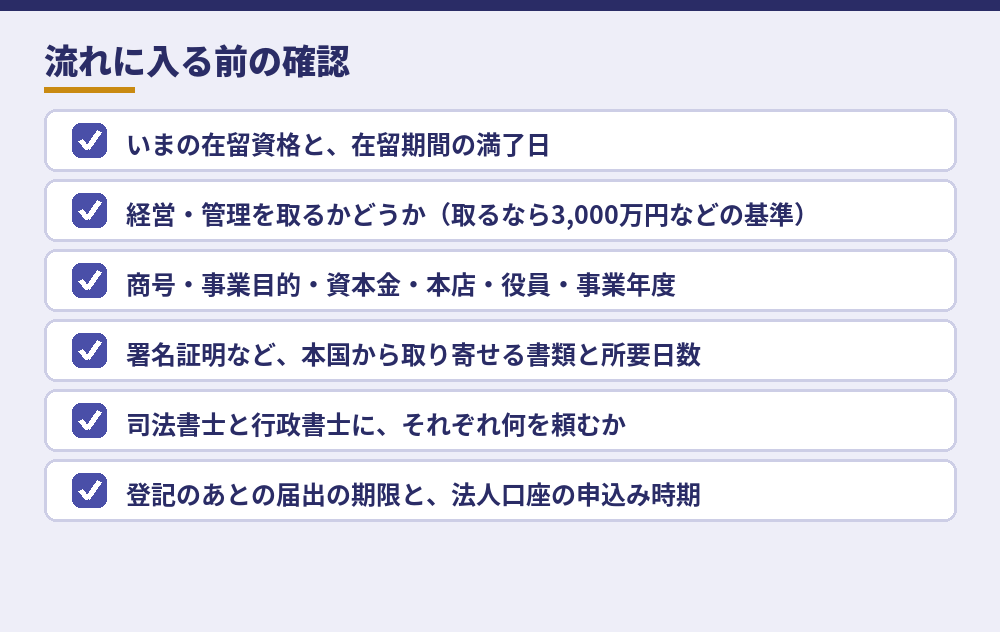 流れに入る前に確認しておきたいこと