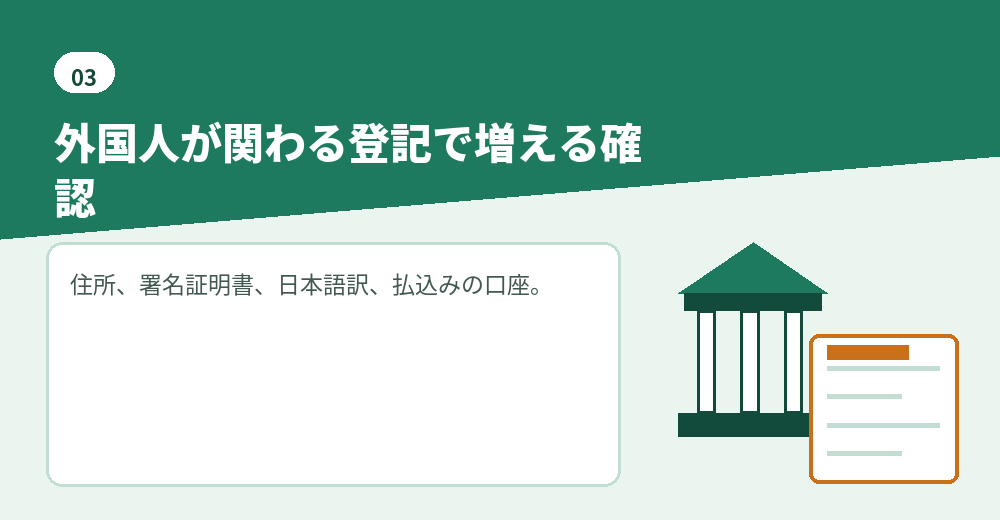 外国人の会社設立の登記で司法書士が確認する項目