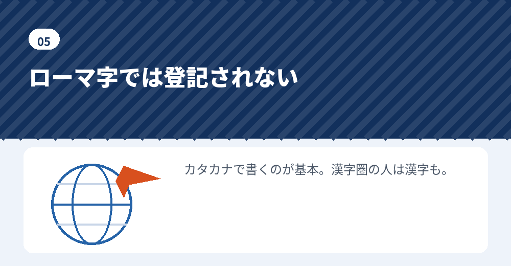 外国人取締役の氏名の登記上の表記