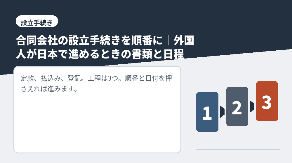 合同会社の設立手続きを順番に｜外国人が日本で進めるときの書類と日程