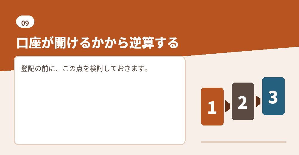 口座開設の見通しから、順番を設計します