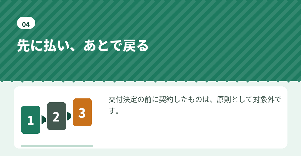 補助金・助成金は申請から入金まで時間がかかり、その間の支払いは自分の資金で行う