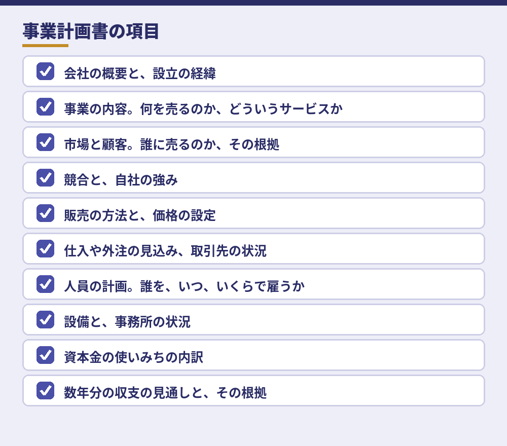 事業計画書に入れておきたい項目