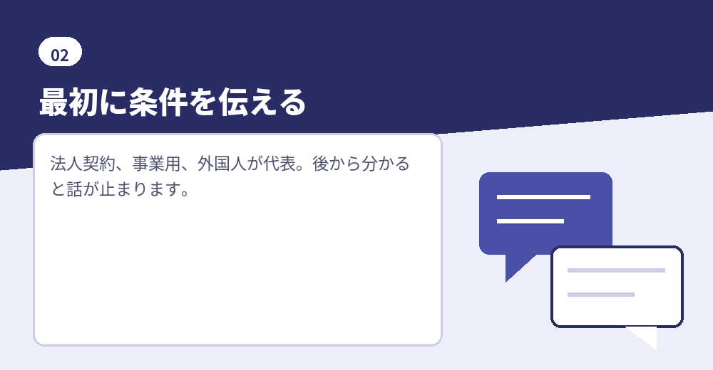 不動産会社には最初に条件を伝えます