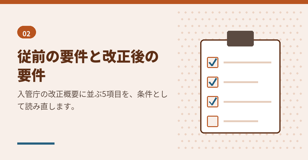 変更された条件を、証明に使う書類の側からも確認しておきます