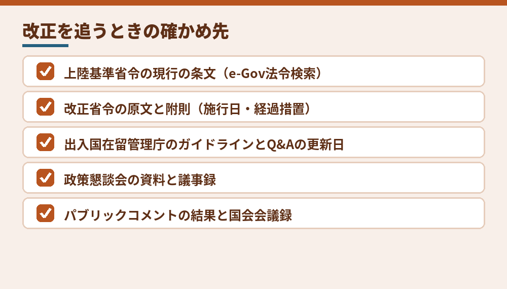 基準の改正を追うときに確かめる資料