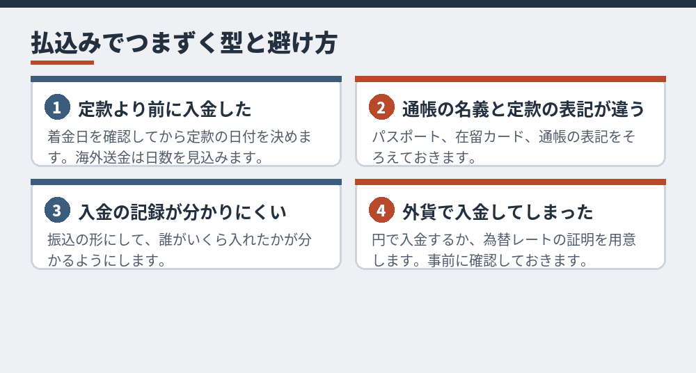 払込みでよくある失敗と、その避け方