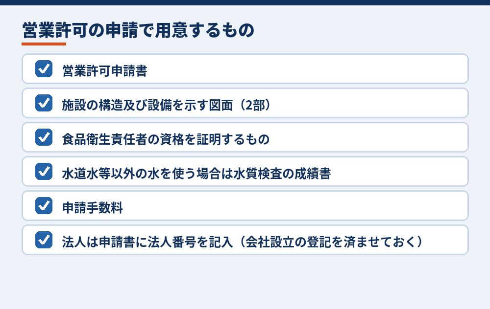 東京都で飲食店の営業許可を新しく申請するときに出すもの（東京都保健医療局の案内による。2026年10月時点）