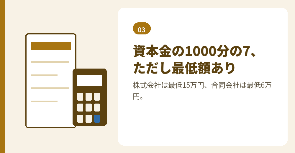 会社設立の登録免許税は、資本金の額と会社の種類で決まる