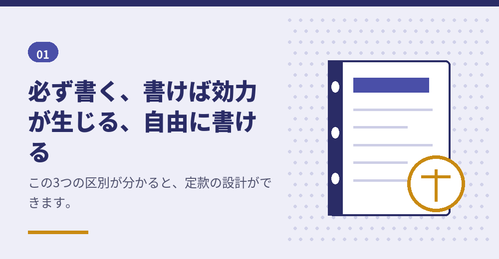 定款の記載事項は3種類に分かれます