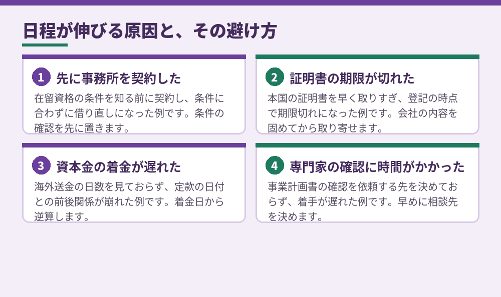 日程が伸びる代表的な原因と、避け方