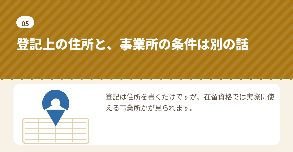 本店所在地は登記の項目であり、在留資格の判断材料でもあります
