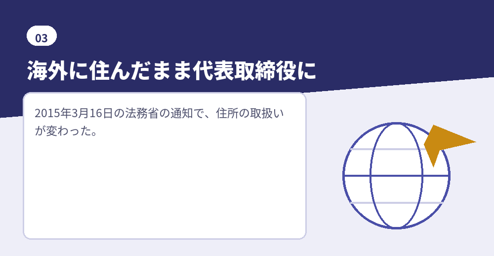 代表取締役の住所に関する取扱いの変更