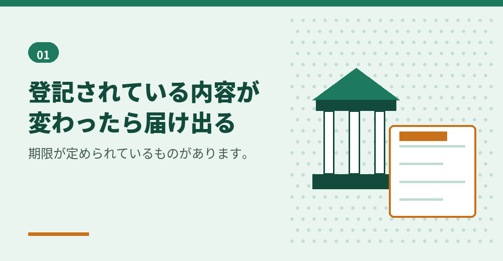 登記事項が変わったら、変更登記が必要になります