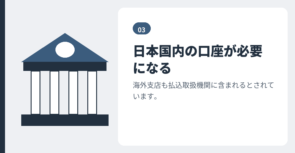 払込みの場所が、海外居住者の課題になります