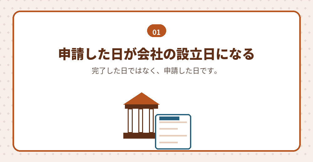 設立登記の申請で、会社が法的に成立します