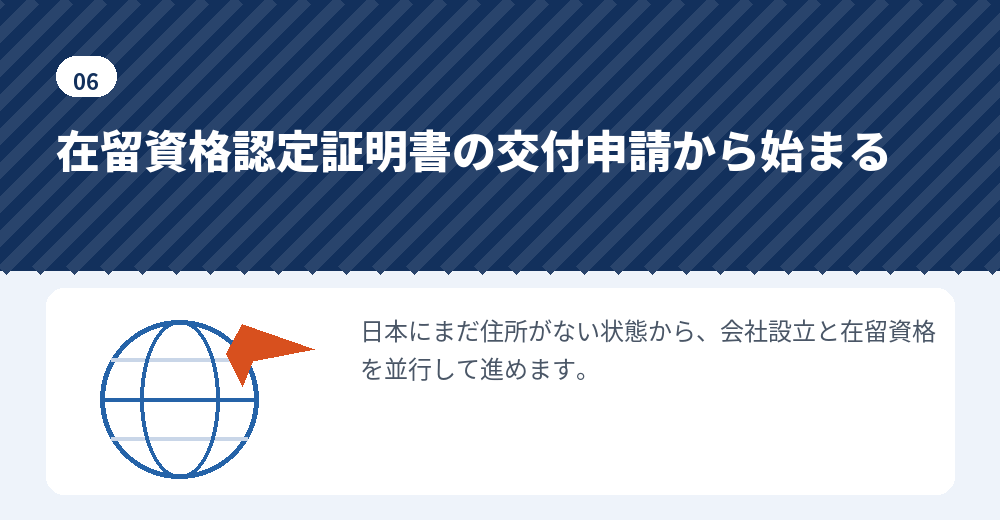 海外在住からの会社設立は、認定証明書の申請が入口になります