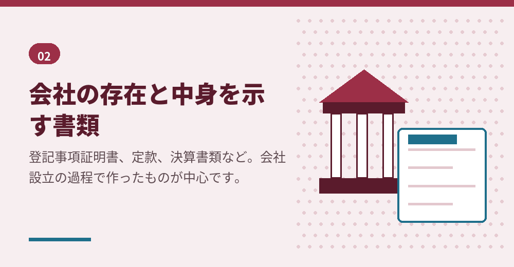 会社側の書類は、会社設立の過程で作ったものが使えます